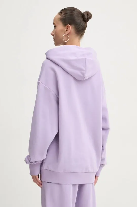 Pangaia cotton sweatshirt violet color hooded with a print