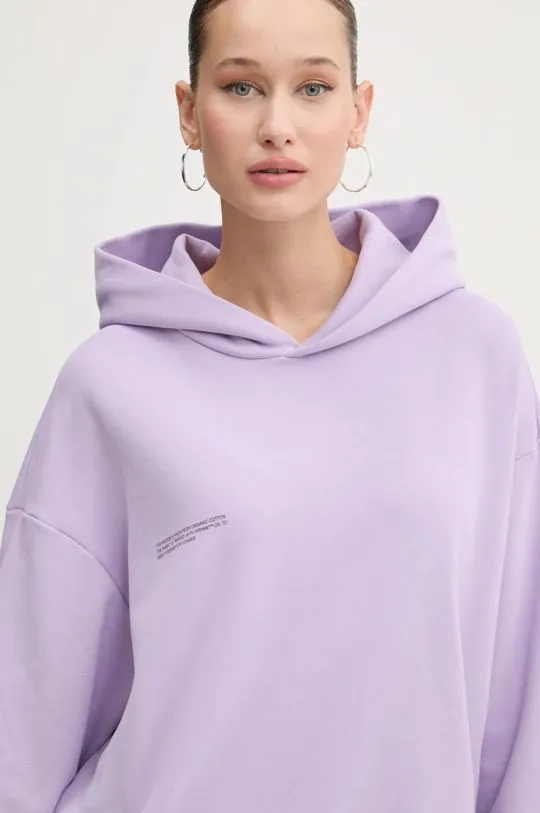 Pangaia cotton sweatshirt violet color hooded with a print