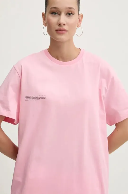 Pangaia cotton t-shirt pink color with a print