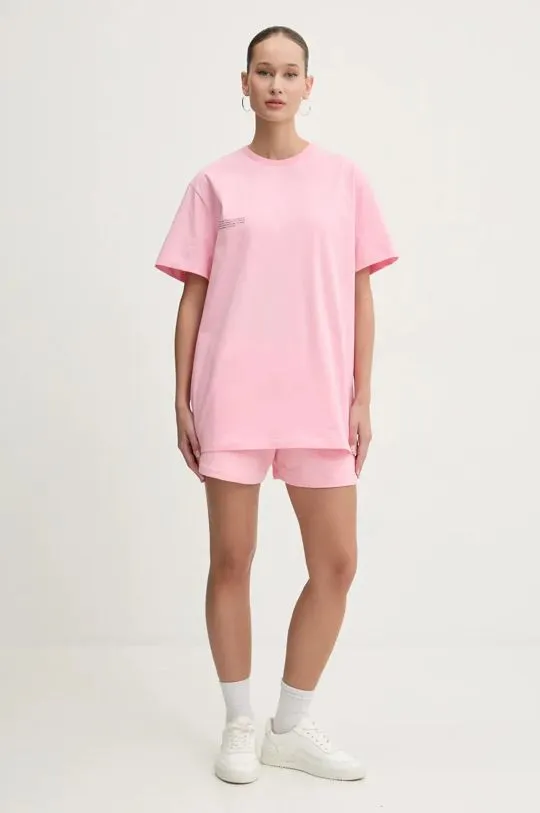 Pangaia cotton t-shirt pink color with a print