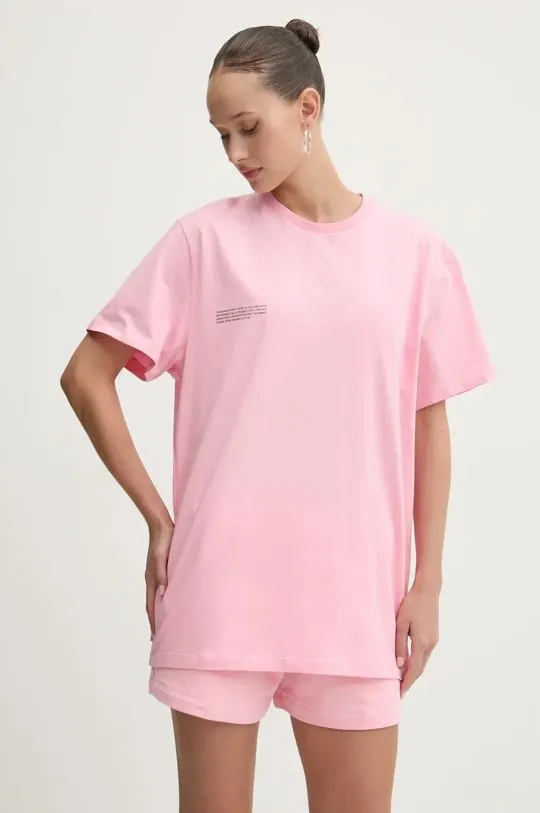 Pangaia cotton t-shirt pink color with a print