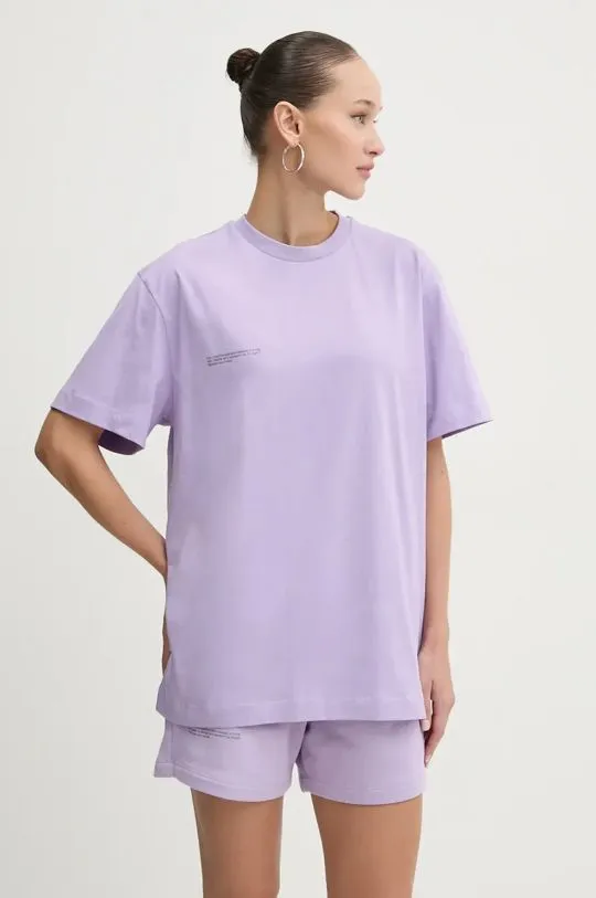 Pangaia cotton t-shirt violet color with a print