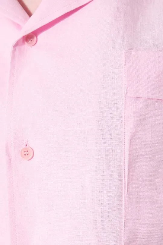 Pangaia linen shirt DNA Linen Camp Collar Shirt pink color 10002046