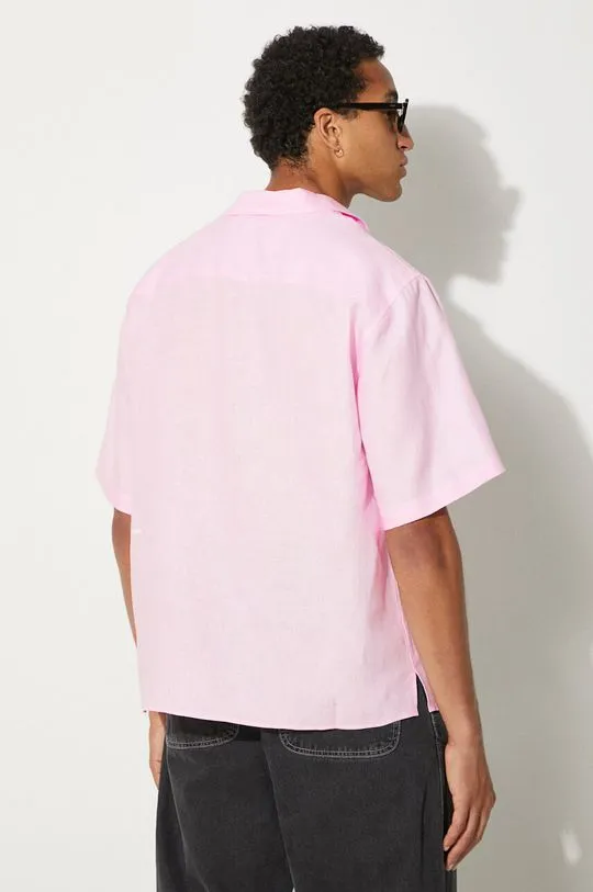 Pangaia linen shirt DNA Linen Camp Collar Shirt pink color 10002046