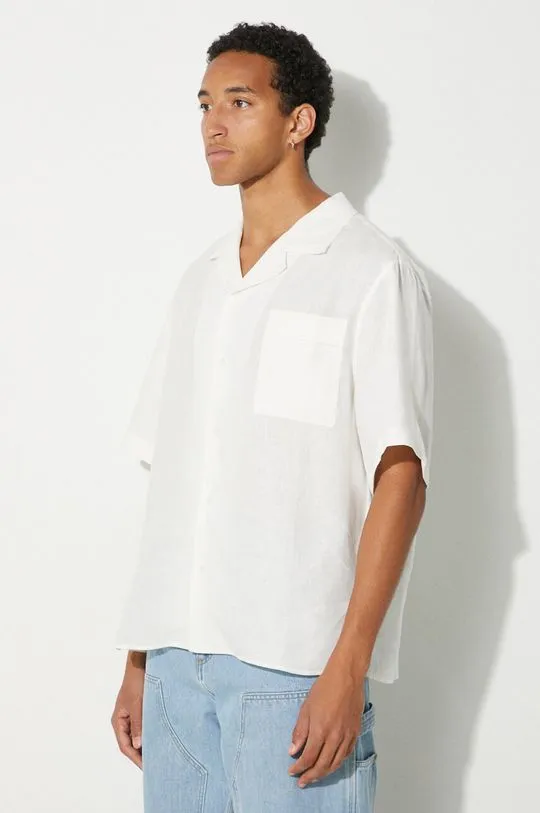 Pangaia linen shirt DNA Linen Camp Collar Shirt white color 10002046