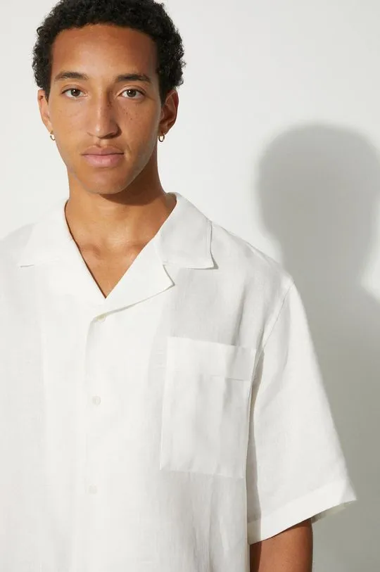 Pangaia linen shirt DNA Linen Camp Collar Shirt white color 10002046