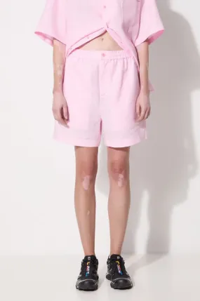 Pangaia linen shorts DNA Linen Mid Length Shorts pink color smooth 10001972