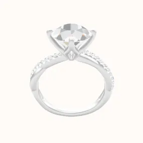 Pave Rope Engagement Ring With Petal Compass Prong Head