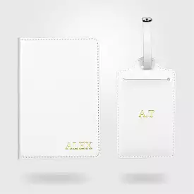 Personalised Premium Passport Holder and Luggage Tag (White)