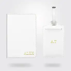 Personalised Premium Passport Holder and Luggage Tag (White)