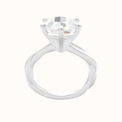 Solitaire Rope Engagement Ring With High Set Six Prong Head