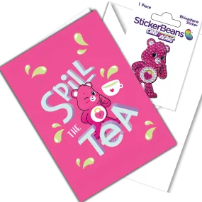 spill the tea greeting card & sticker