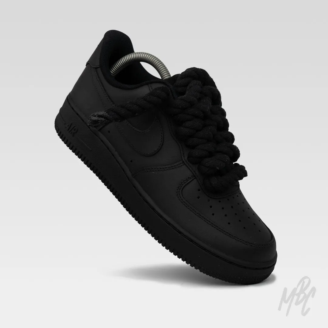 Thicc Laces - Matte Black Air Force 1 Custom