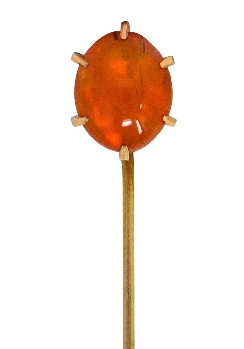 Victorian Fire Opal 14 Karat Rose Gold Stickpin