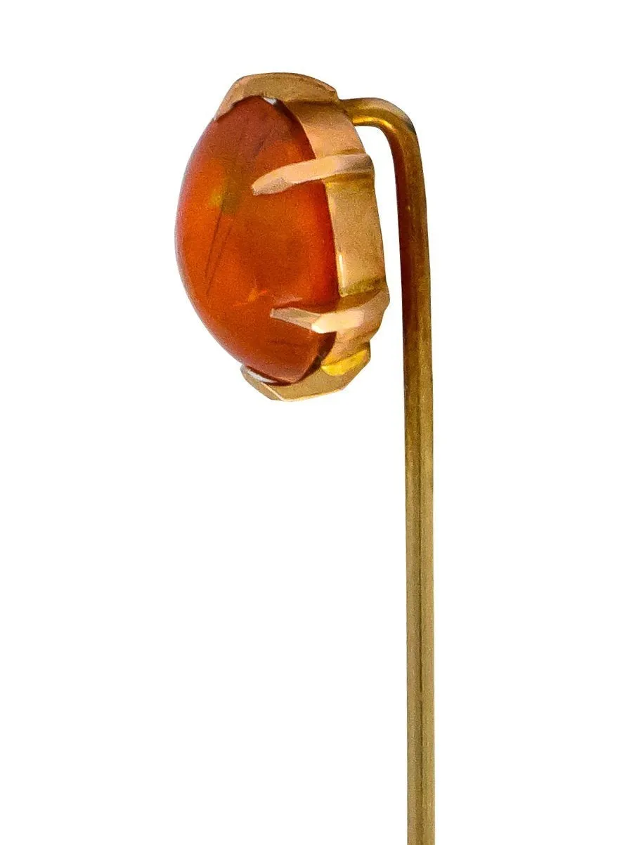 Victorian Fire Opal 14 Karat Rose Gold Stickpin