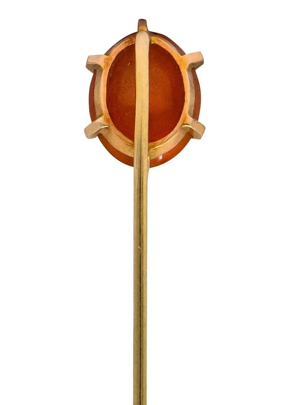 Victorian Fire Opal 14 Karat Rose Gold Stickpin