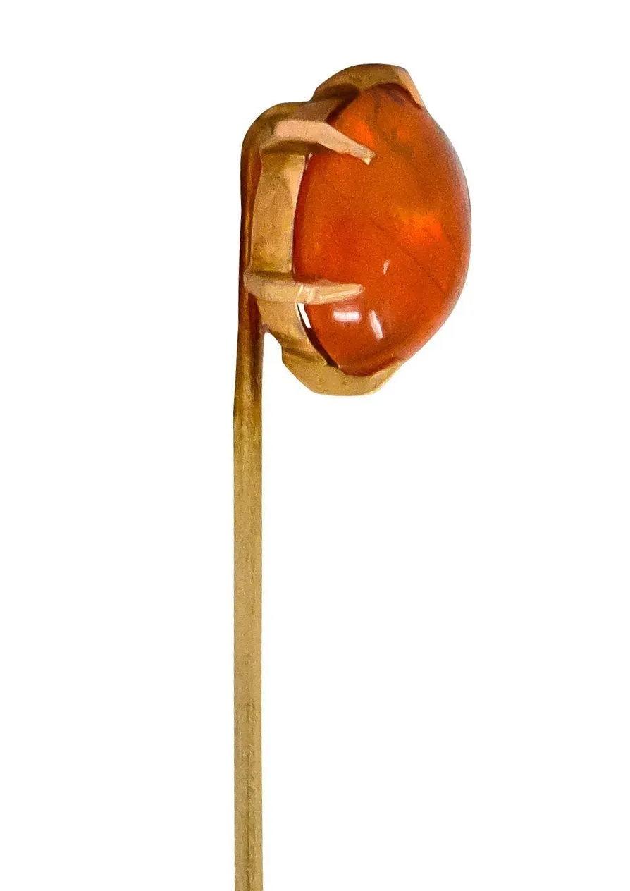 Victorian Fire Opal 14 Karat Rose Gold Stickpin