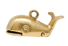 Vintage Enamel 14 Karat Gold Jonah Whale Articulated Charm