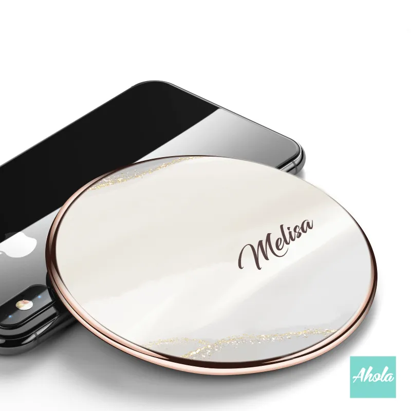 【White Agate】15W Ultra thin FastWireless Charger Pad 白瑪瑙名字無線差電板